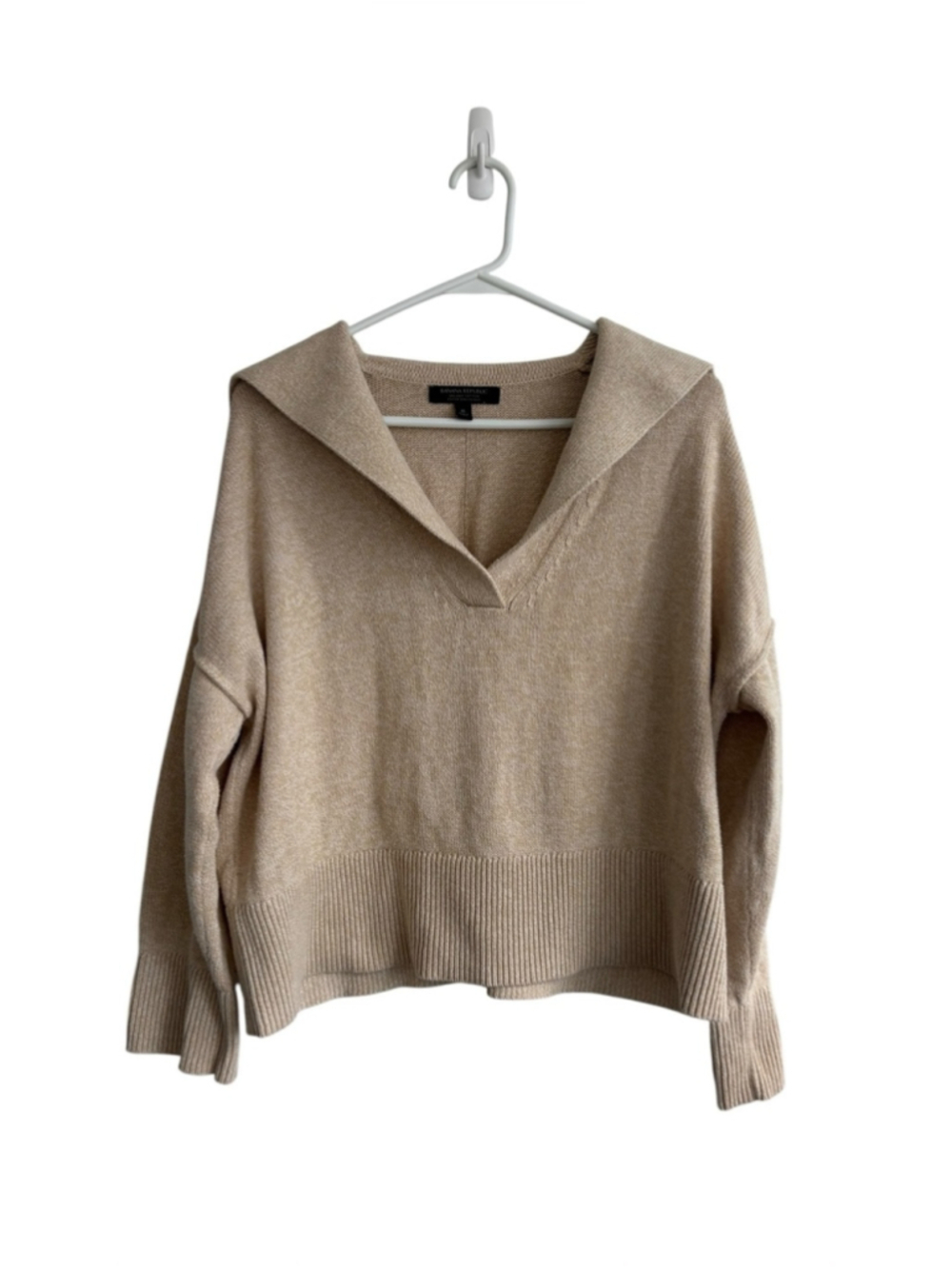 Banana Republic Sailor Sweater in Iced Latte Beige Organic Cotton Sz M Neutral
